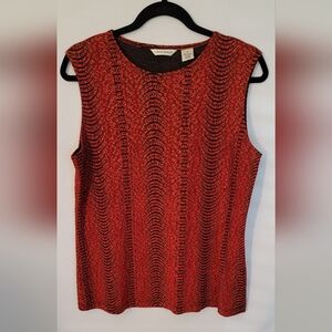 Laura Ashley Red & Black Ribbed Sleeveless Tank Top Size M